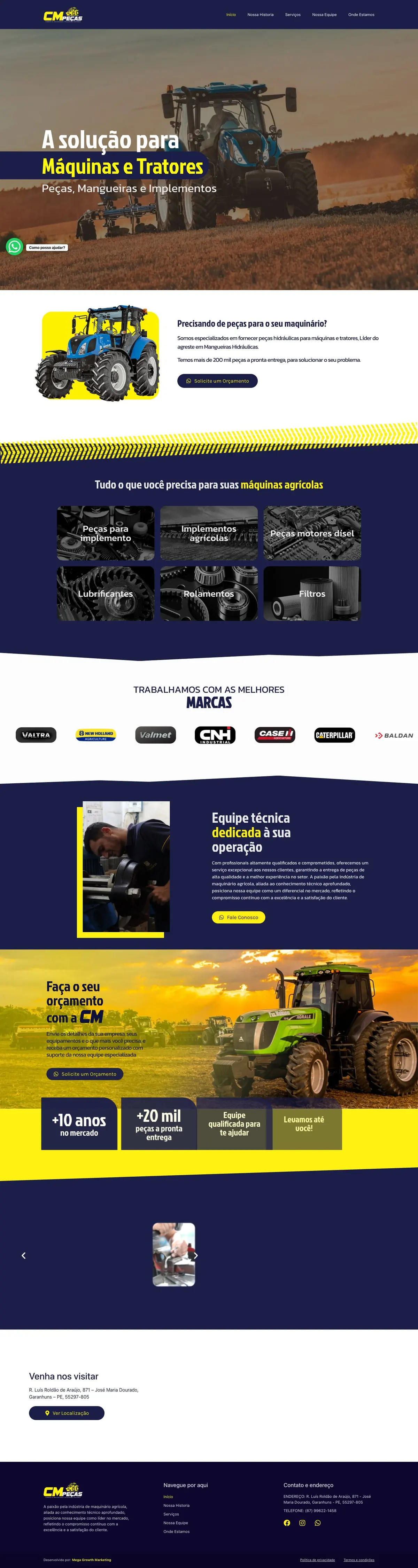 Site CM Peças, página completa