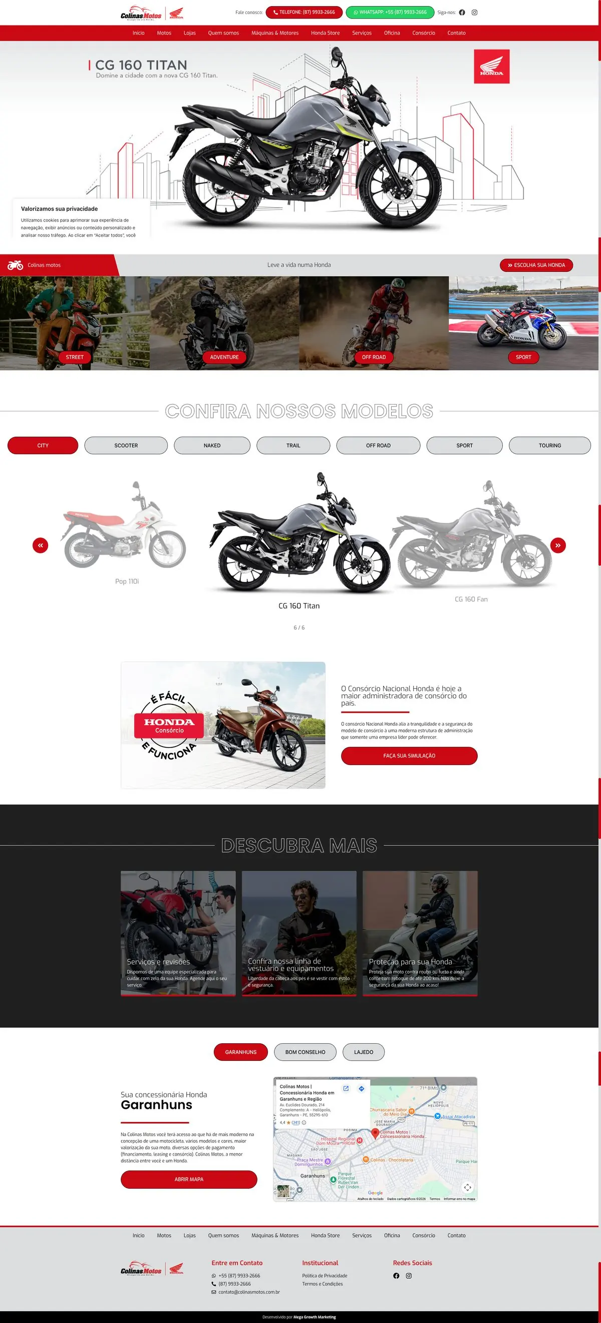 Site Colinas Motos, página completa