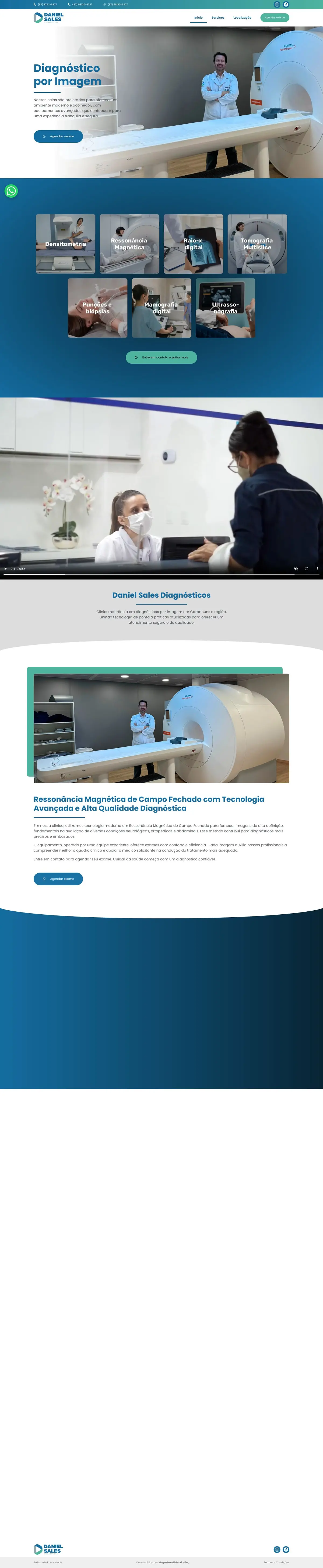 Site Daniel Sales Diagnósticos, página completa