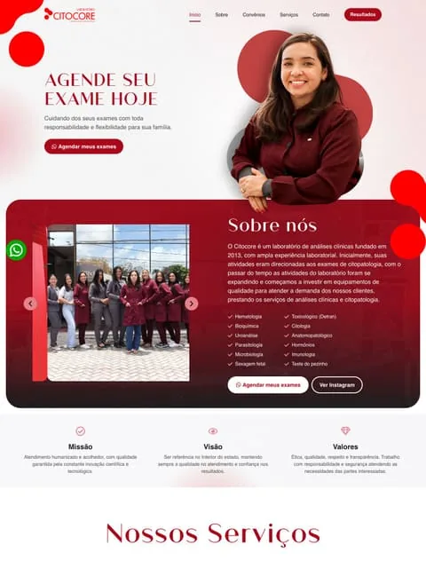 Prévia do site Laboratório Citocore