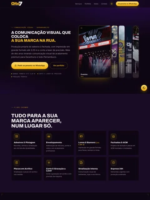 Prévia do site Oito7 Gráfica